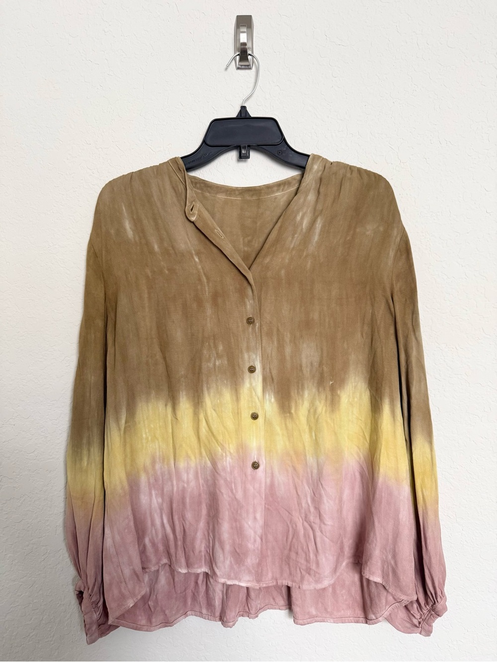 Raquel Allegra Tie Dye Button Up Shirt Size 0 XS Boho Indie Made in USA Slouchy